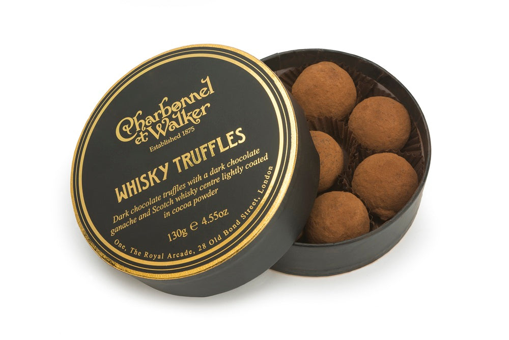 Charbonnel et Walker Whisky Truffles, dark chocolate truffles with Scotch whisky centre, made in London