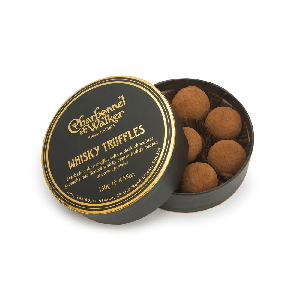 Charbonnel et Walker Whisky Truffles, dark chocolate truffles with Scotch whisky centre, made in London