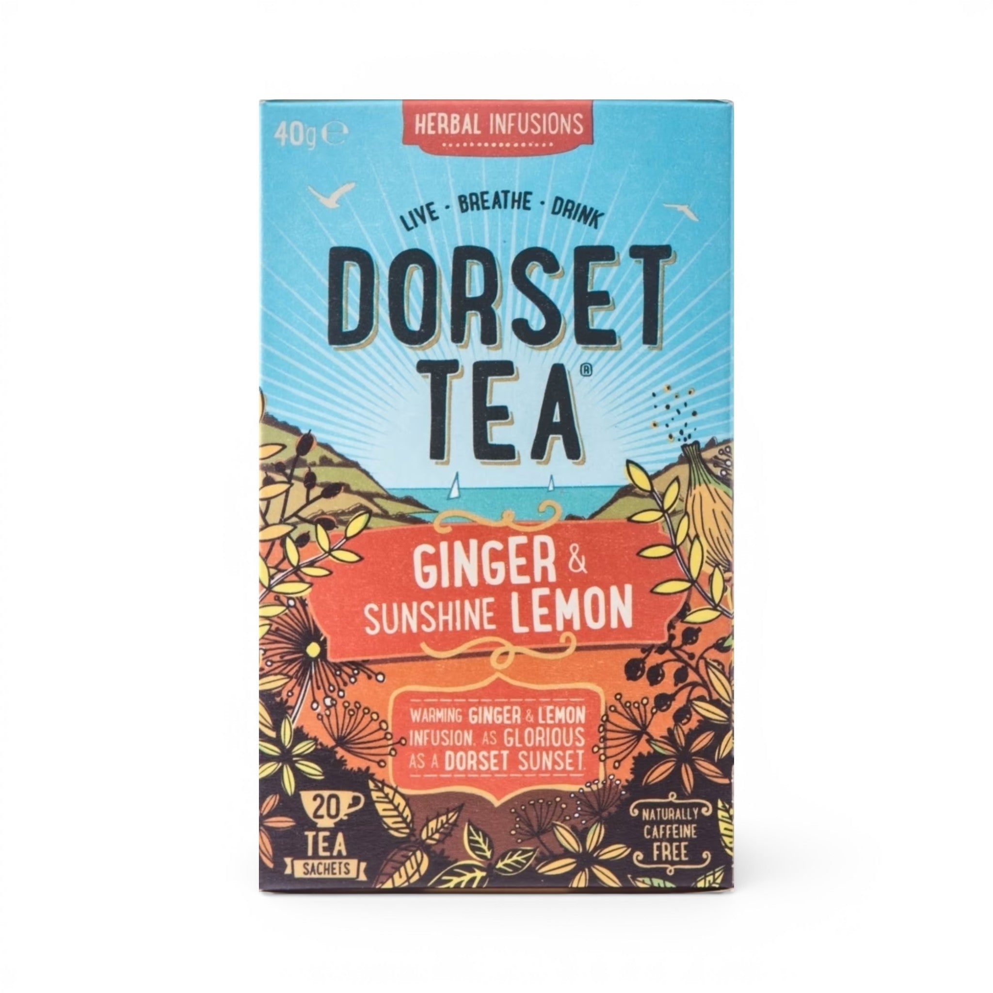 Dorset Tea Ginger & Lemon Herbal Infusion 20 Sachets 40g