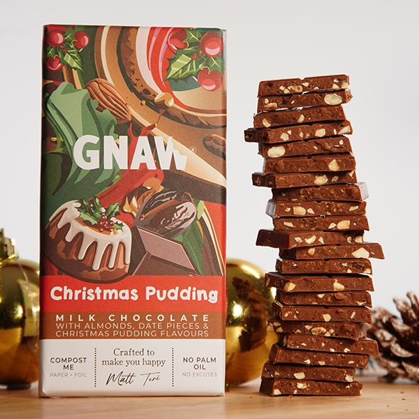 GNAW Christmas Pudding Milk Chocolate Bar 80g