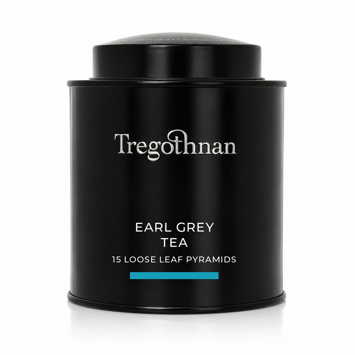 Tregothnan Earl Grey Tea Tin with a pack of fifteen loose leaf pyramid bags