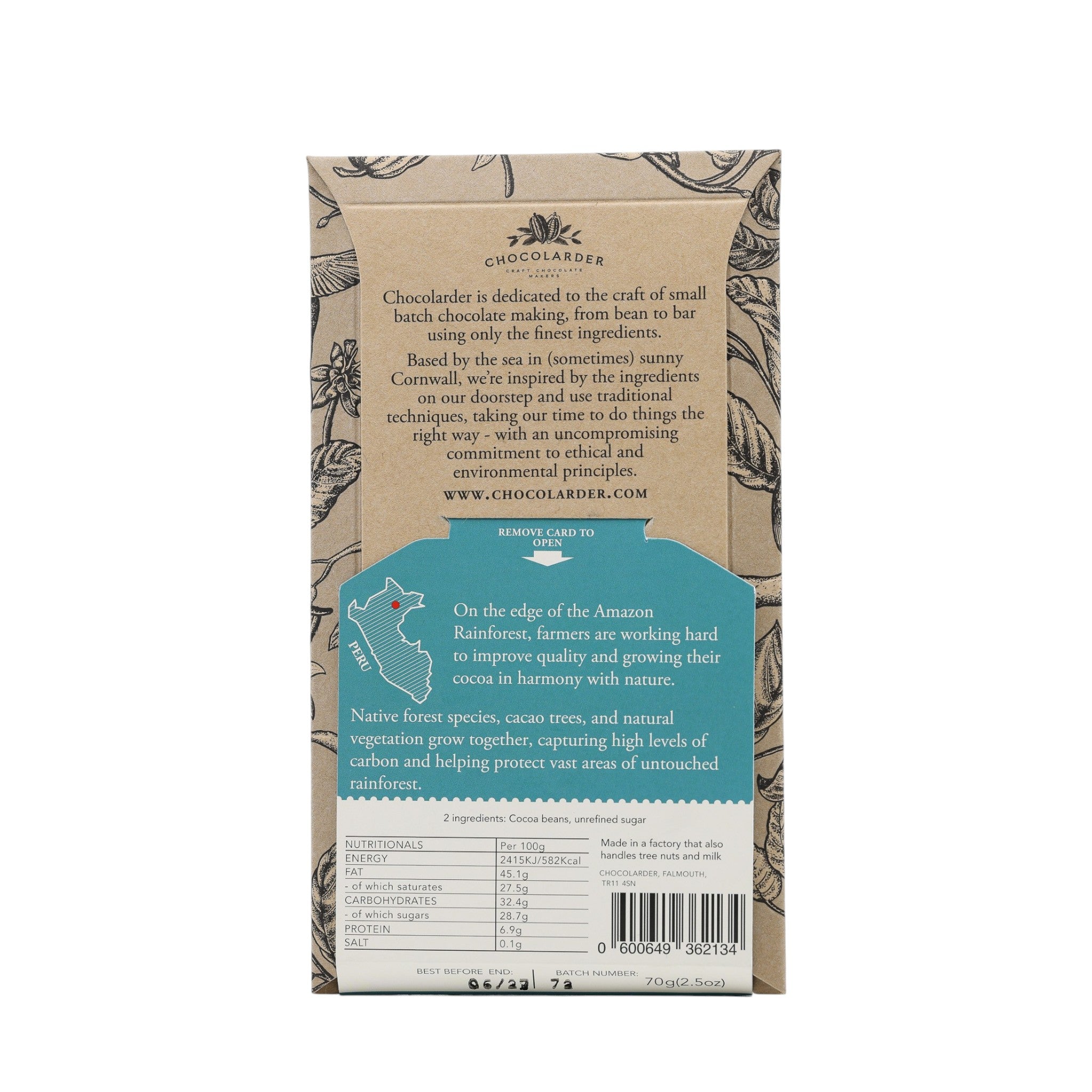 Chocolarder Asháninka 72% Dark Chocolate