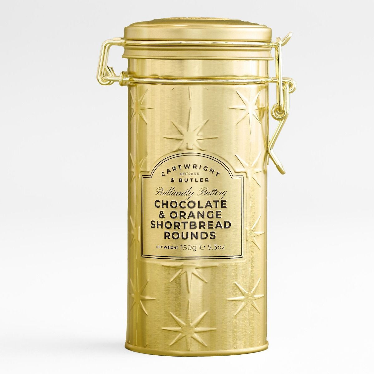 Cartwright & Butler Chocolate & Orange Shortbread Gold Christmas Tin 150g