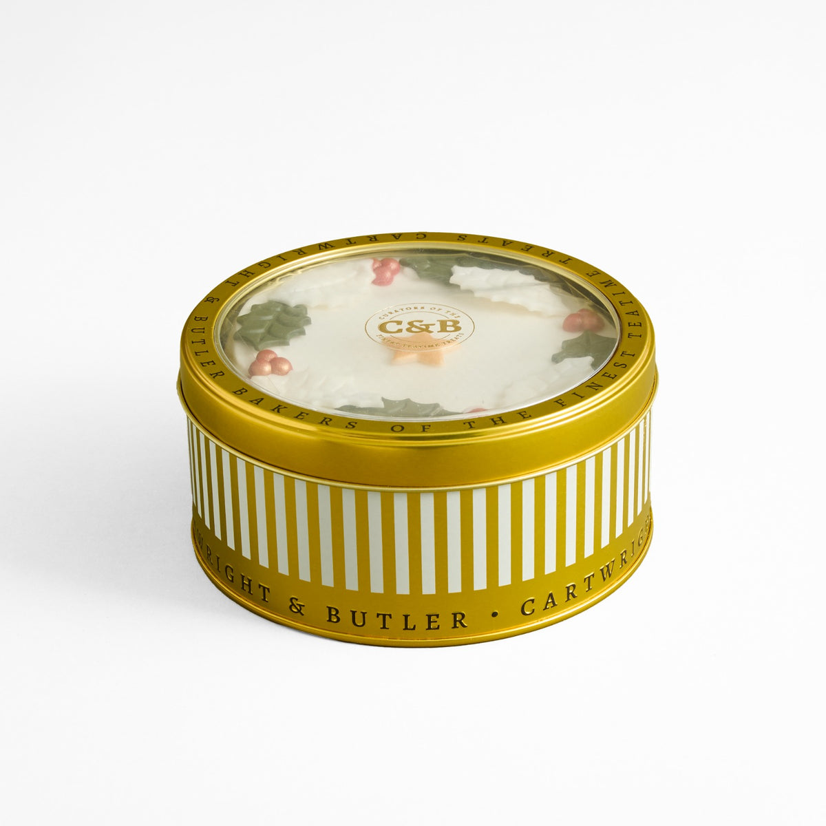 Cartwright & Butler Merry Christmas Iced Round Cake in Tin 700g