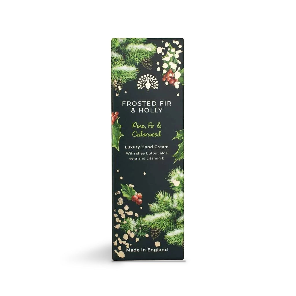 Frosted Fir and Holly hand cream carton