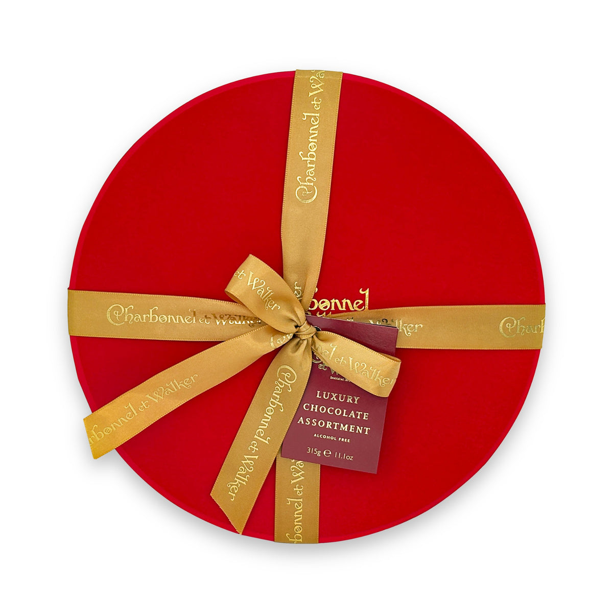 Charbonnel et Walker Luxury Assortment 315g, red round box tied with gold ribbon