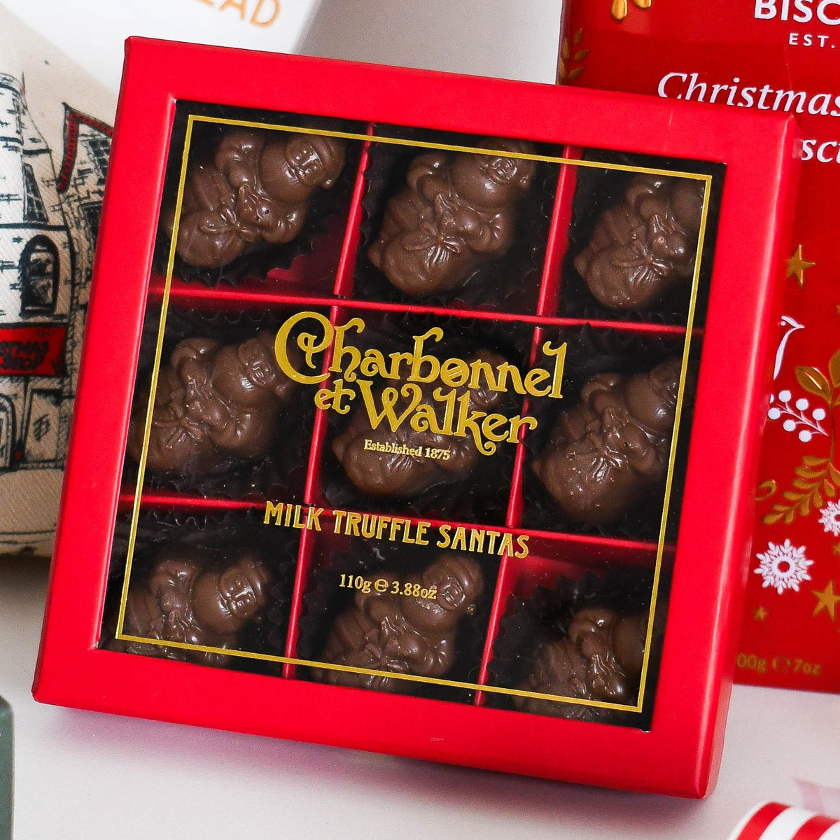 Made In England Charbonnel et Walker Milk Truffle Santas, box of 9, 110g.
