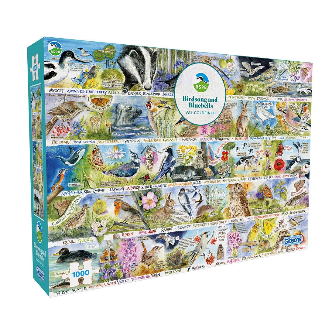Gibsons RSPB Birdsong and Bluebells 1000 piece jigsaw puzzle, view 1
