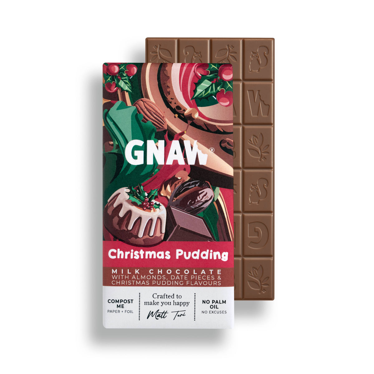 GNAW Christmas Pudding Milk Chocolate Bar 80g