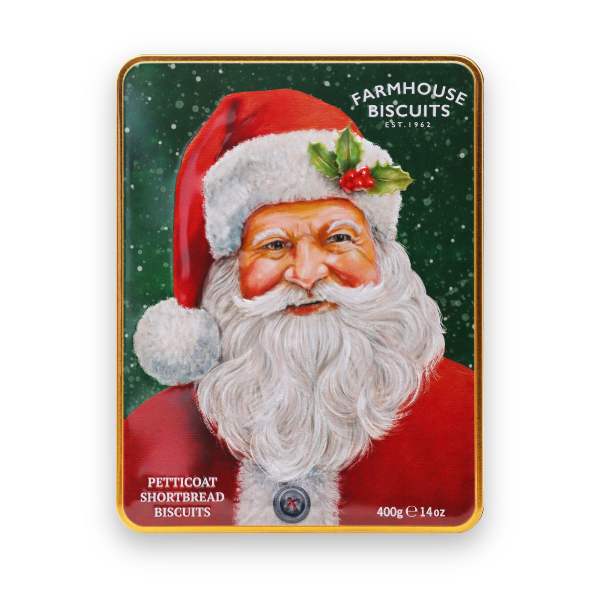 Farmhouse Biscuits Petticoat Shortbread Biscuits in Embossed Santa Tin 400g