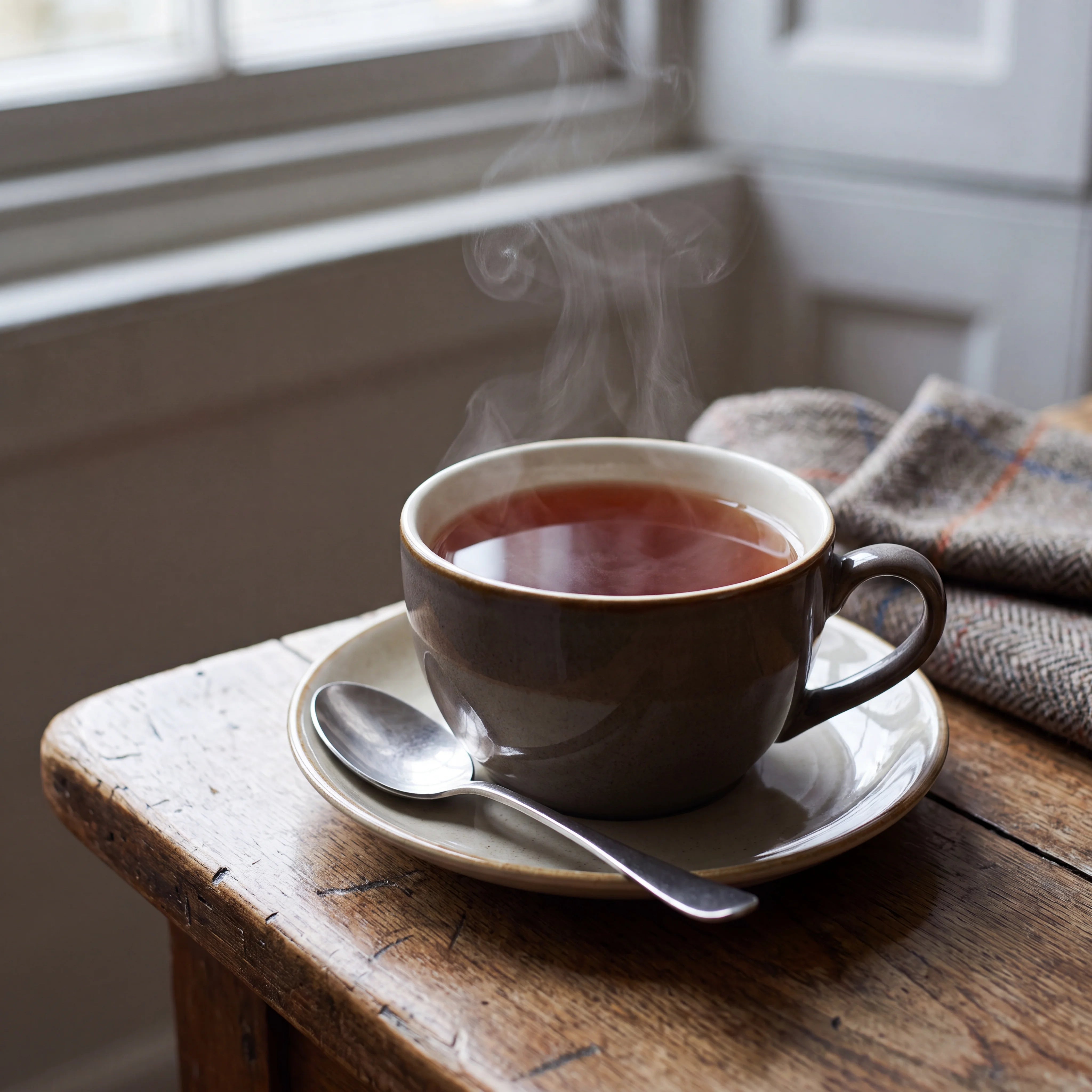 Freshly brewed cup of strong British breakfast tea