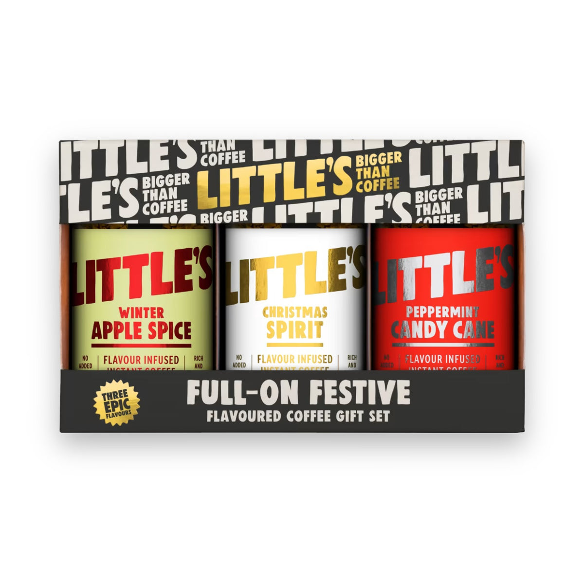 Little's Full-On Festive Flavoured Coffee Gift Set, three 50g jars