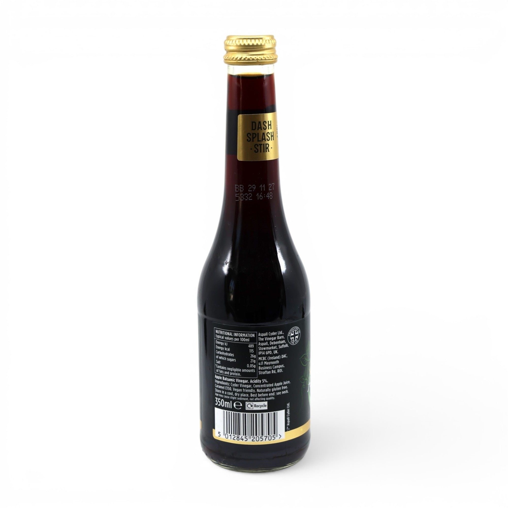 Made In England Aspall Apple Balsamic Vinegar bottle with gold cap and label. 550ml.