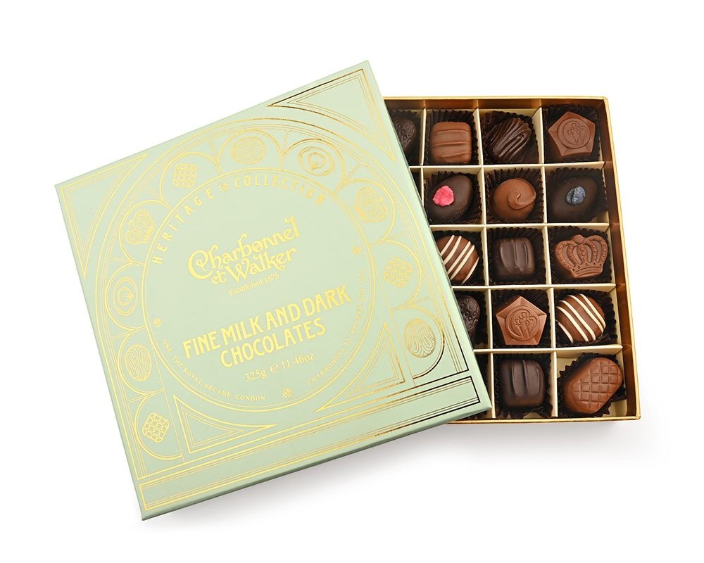 Made In England Charbonnel et Walker Heritage Collection fine milk and dark chocolates assortment box, 325g.