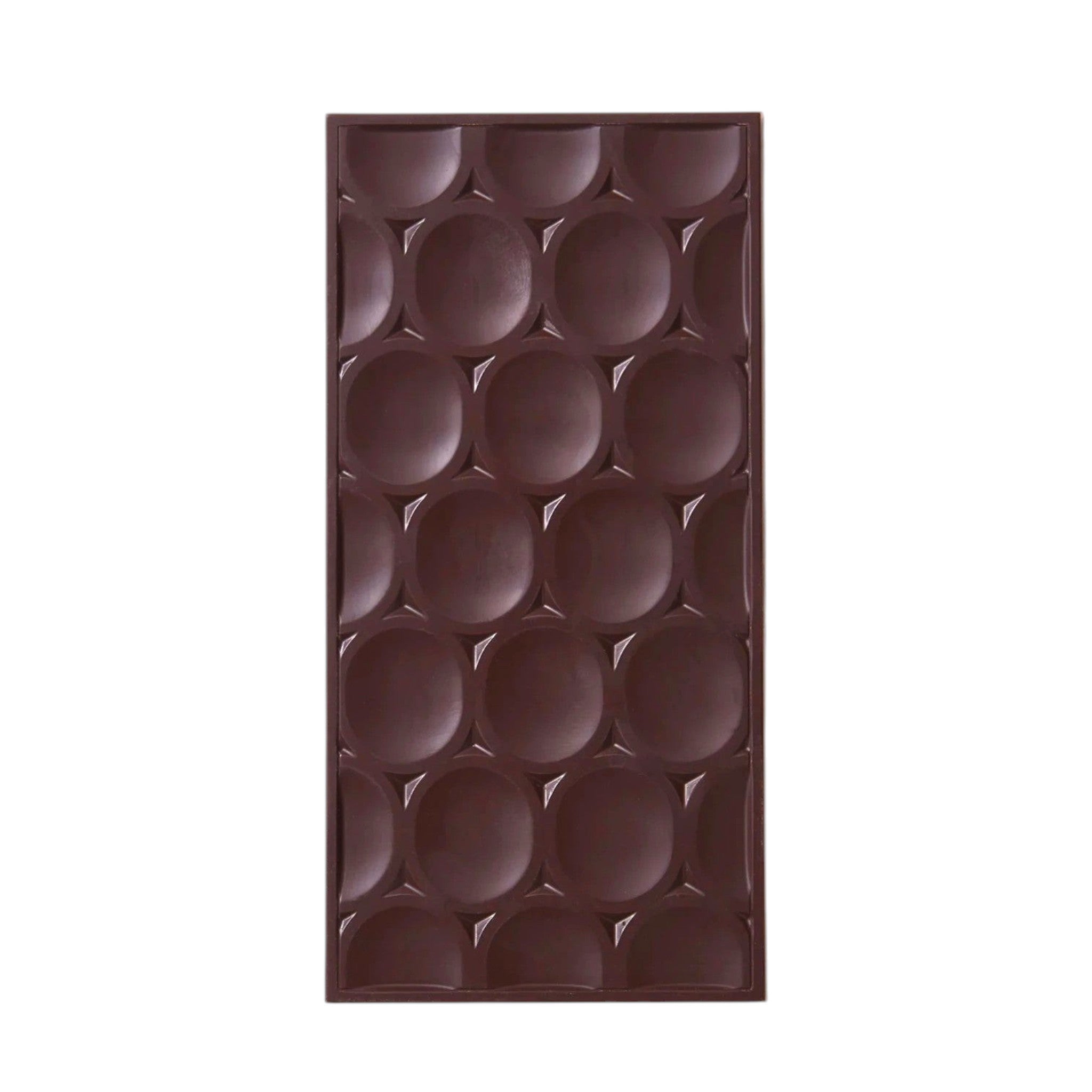 Made In England dark chocolate bar with sourdough and sea salt, featuring a dimpled pattern.