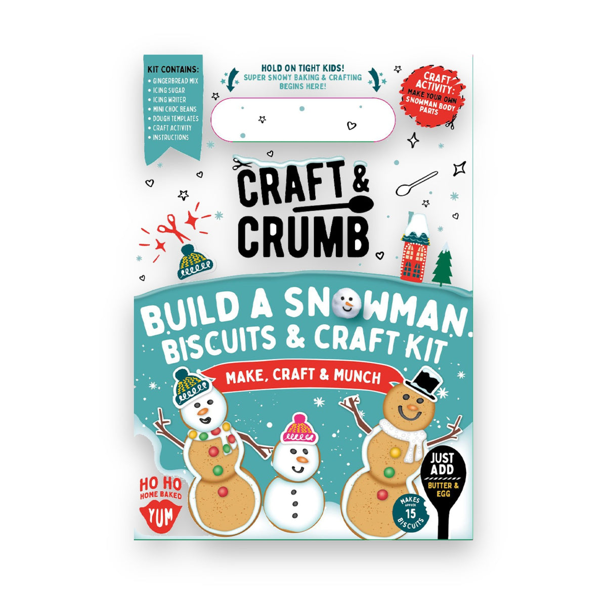 Craft & Crumb Build a Snowman Biscuits & Craft Kit box