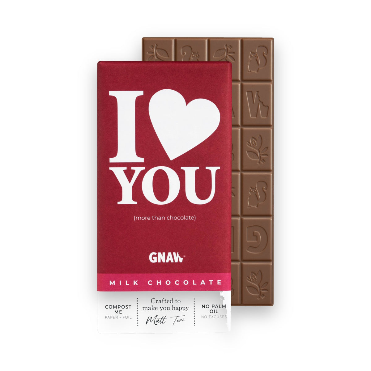 GNAW I Love You Milk Chocolate Bar 80g