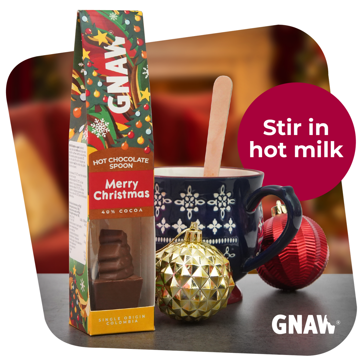 Merry Christmas Tree Hot Chocolate Spoon | 40% cocoa