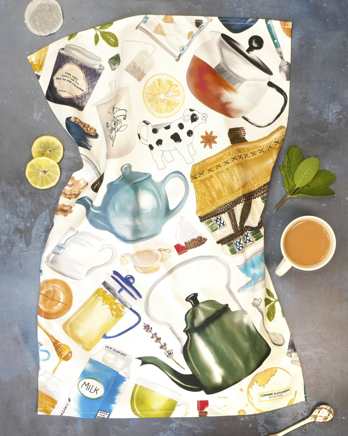 Corinne Alexander Time For A Brew Tea Towel