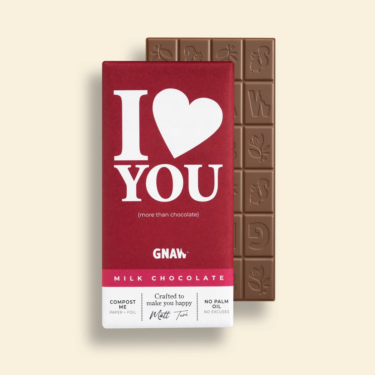 GNAW I Love You Milk Chocolate Bar 80g