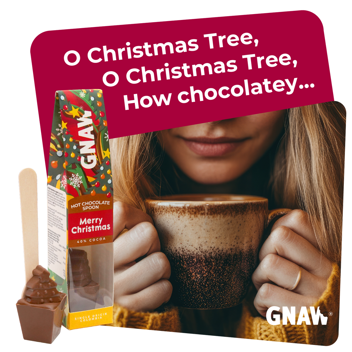 Merry Christmas Tree Hot Chocolate Spoon | 40% cocoa