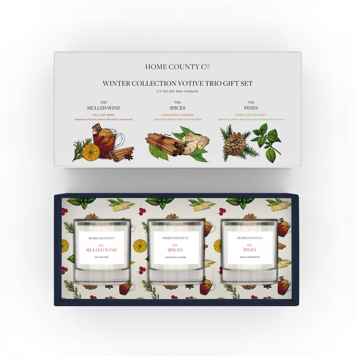 Home County Co. Winter Collection Votive Candle Trio Gift Set