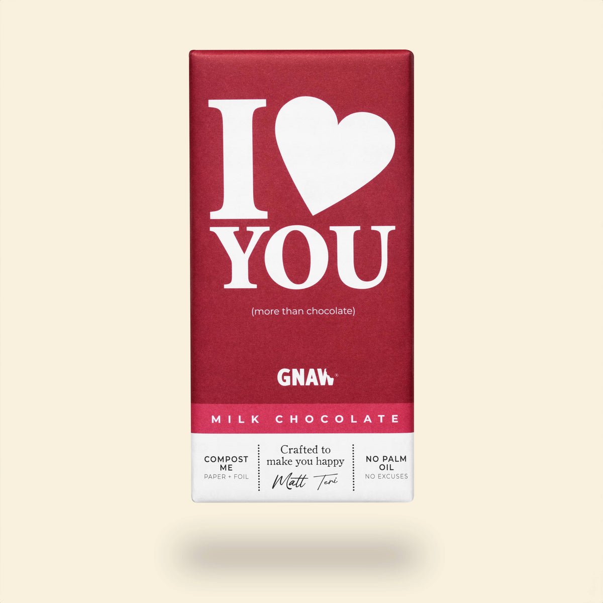 GNAW I Love You Milk Chocolate Bar 80g
