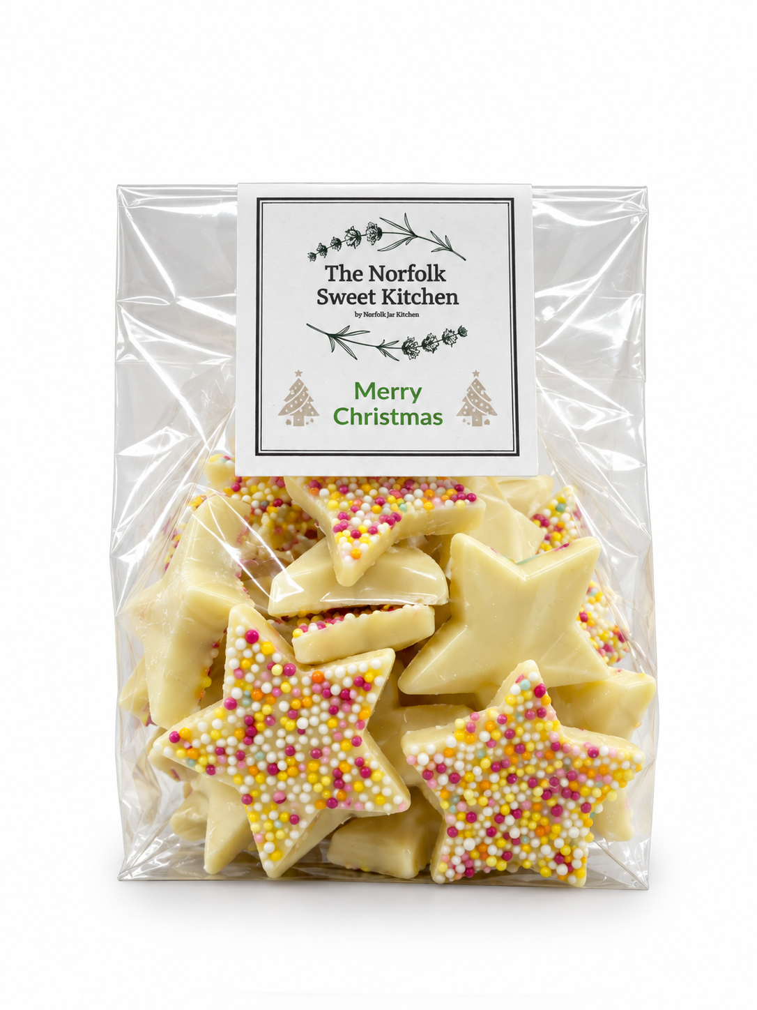 Christmas Mega White Chocolate Stars - Small Clear Bag