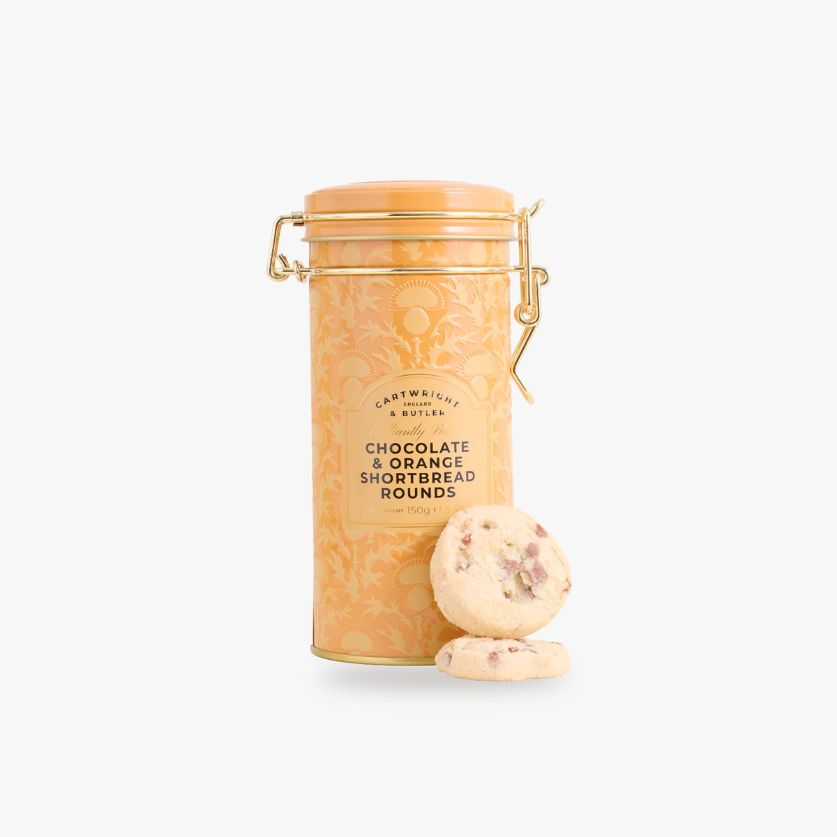 Cartwright & Butler Chocolate & Orange Shortbread Rounds in Tin 150g, additional photograph
