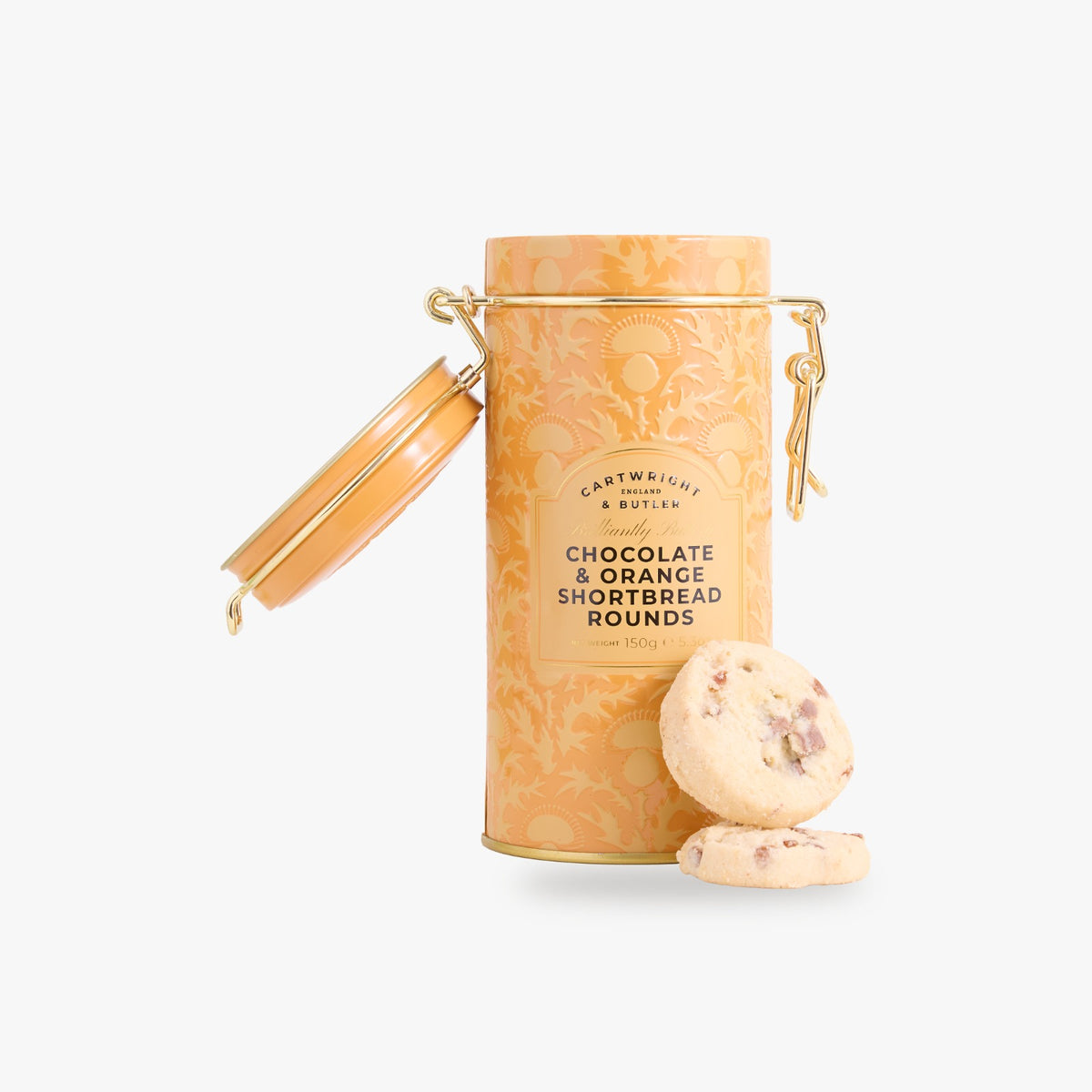 Cartwright & Butler Chocolate & Orange Shortbread Rounds in Tin 150g, additional photograph