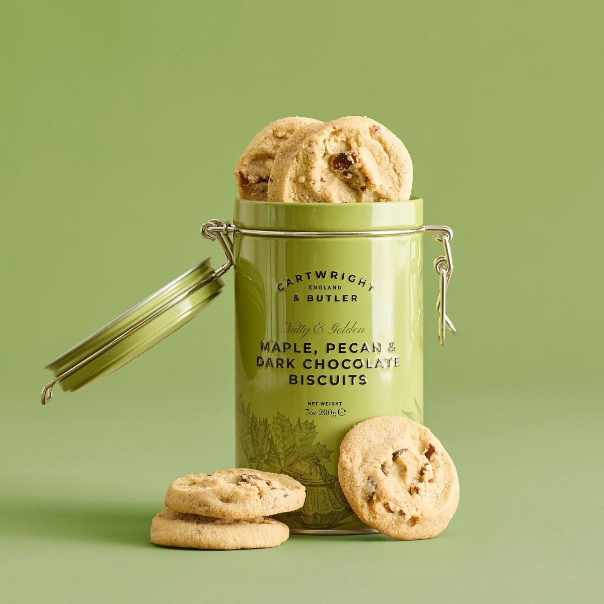 Cartwright & Butler Maple, Pecan & Dark Chocolate Biscuits in Tin 200g, additional photograph