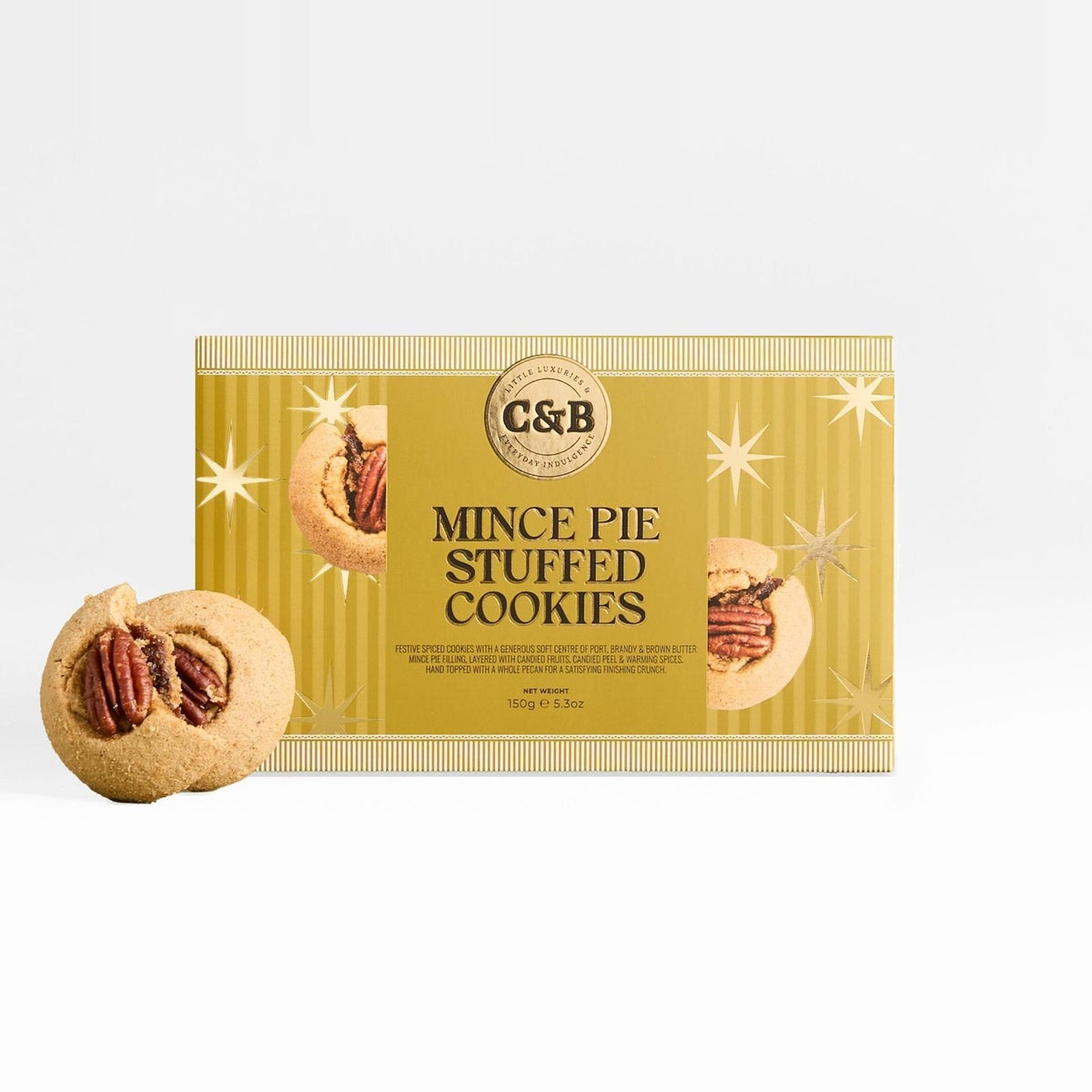Cartwright & Butler Mince Pie Stuffed Biscuits Gold Christmas Carton 150g