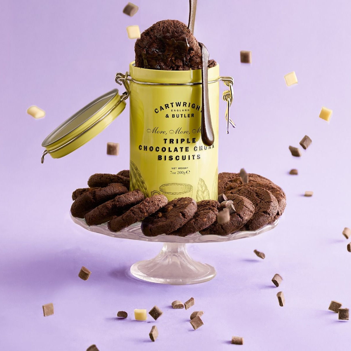 Cartwright & Butler Triple Chocolate Chunk Biscuits in Tin 200g