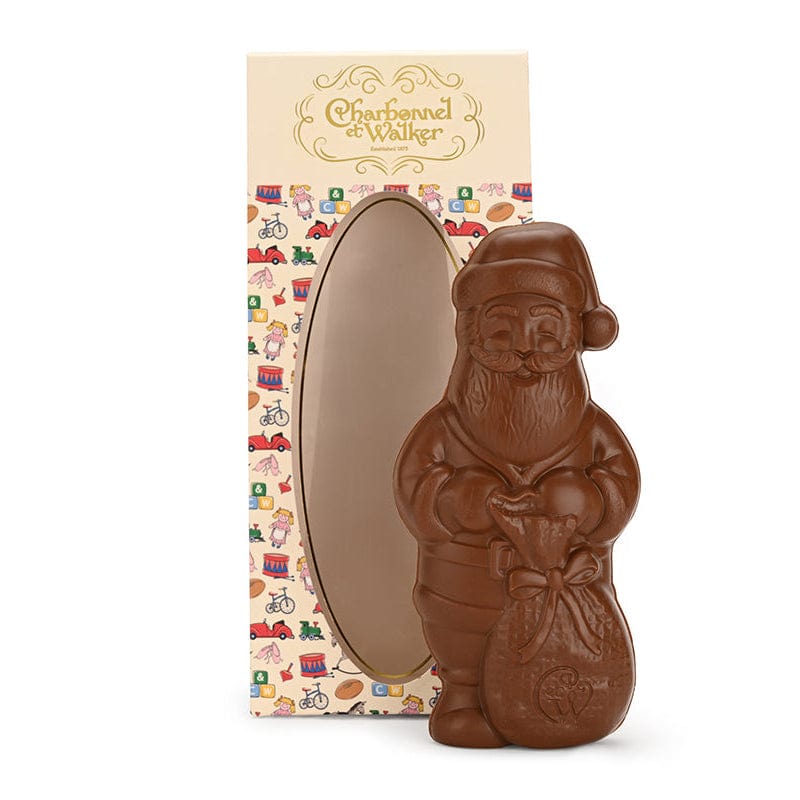 Made In England Charbonnel et Walker Milk Chocolate Santa, 110g, in its printed gift bag.