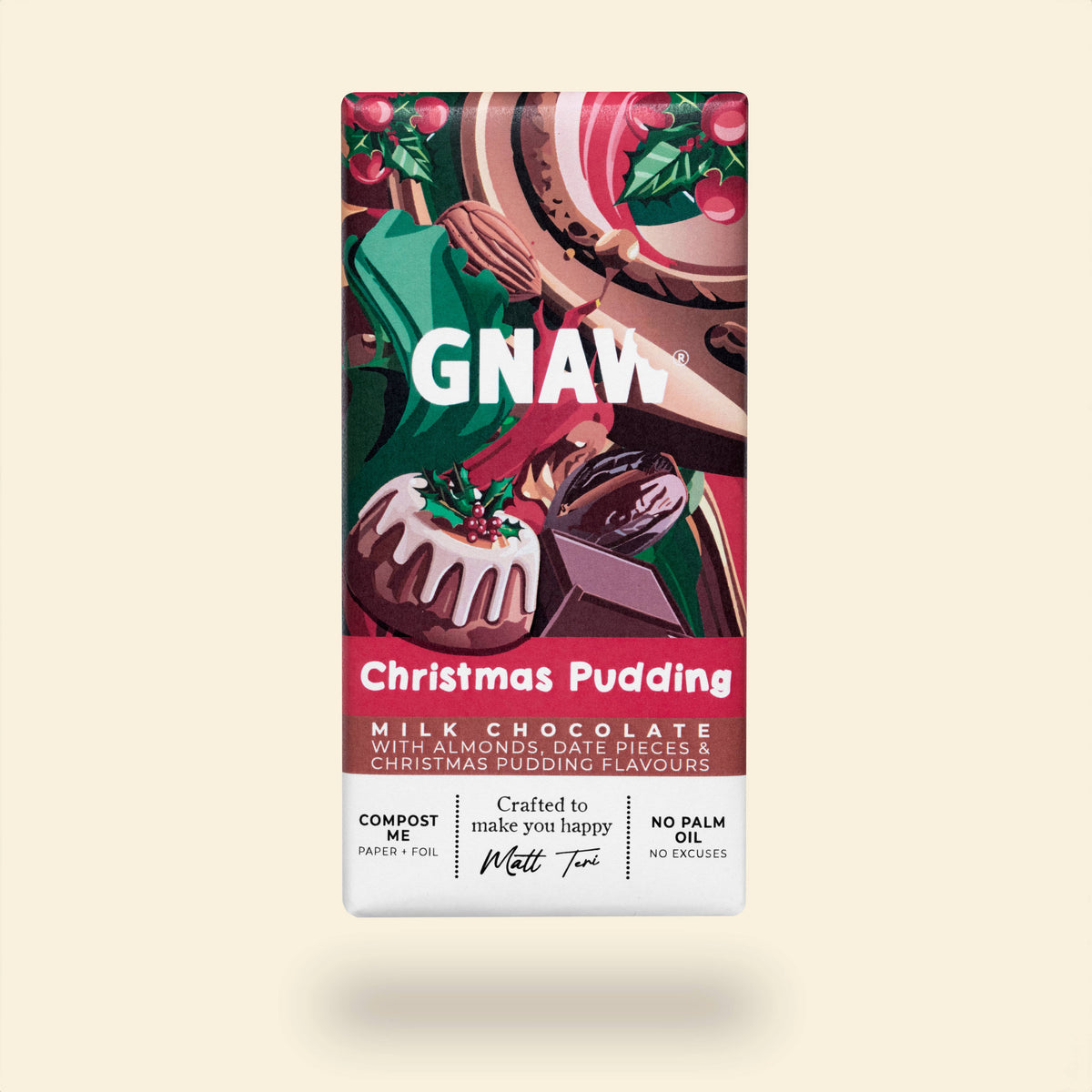 GNAW Christmas Pudding Milk Chocolate Bar 80g
