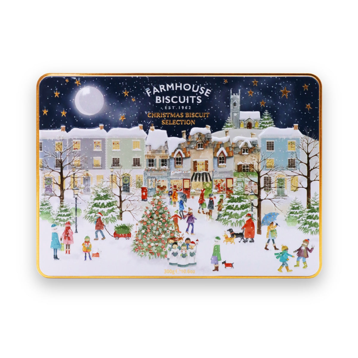 Farmhouse Biscuits Assorted Biscuits in Winter Village Scene Tin 300g