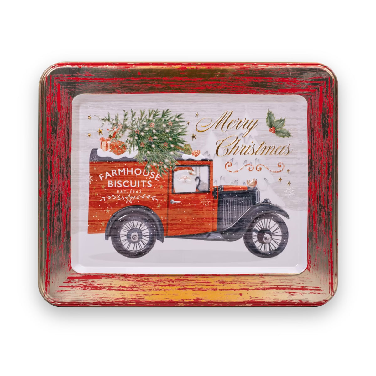Farmhouse Biscuits Oat Flips in Embossed Vintage Van Tin 400g