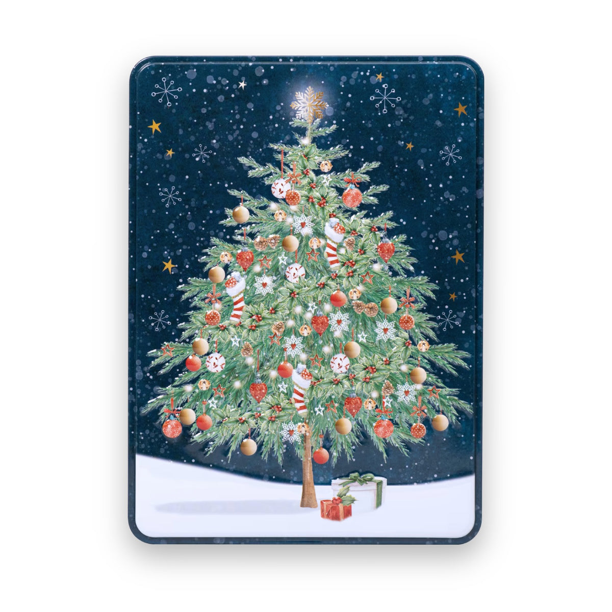 Farmhouse Biscuits Salted Caramel Biscuits in Embossed Christmas Tree Tin 400g