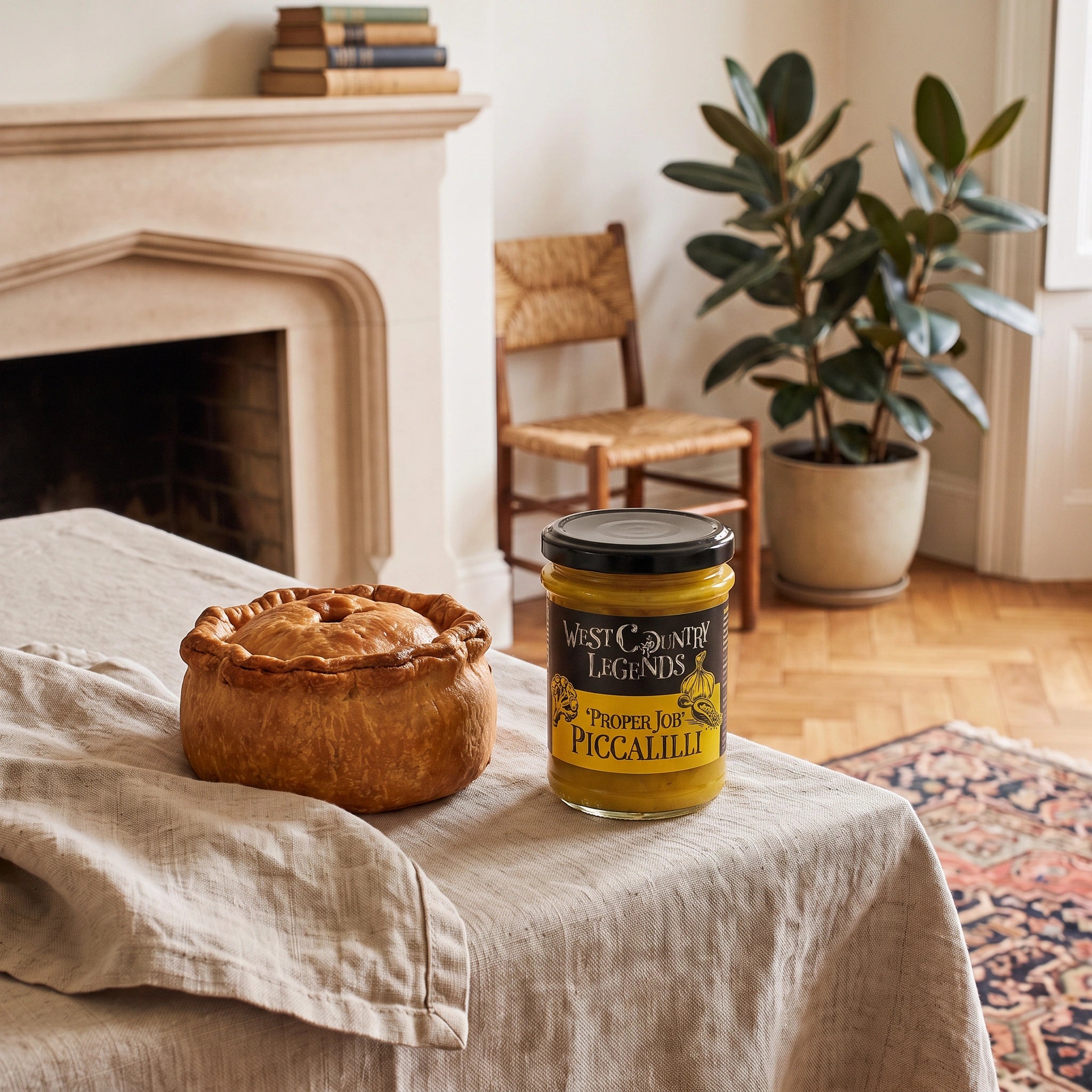 West Country Legends Proper Job Piccalilli with a pork pie