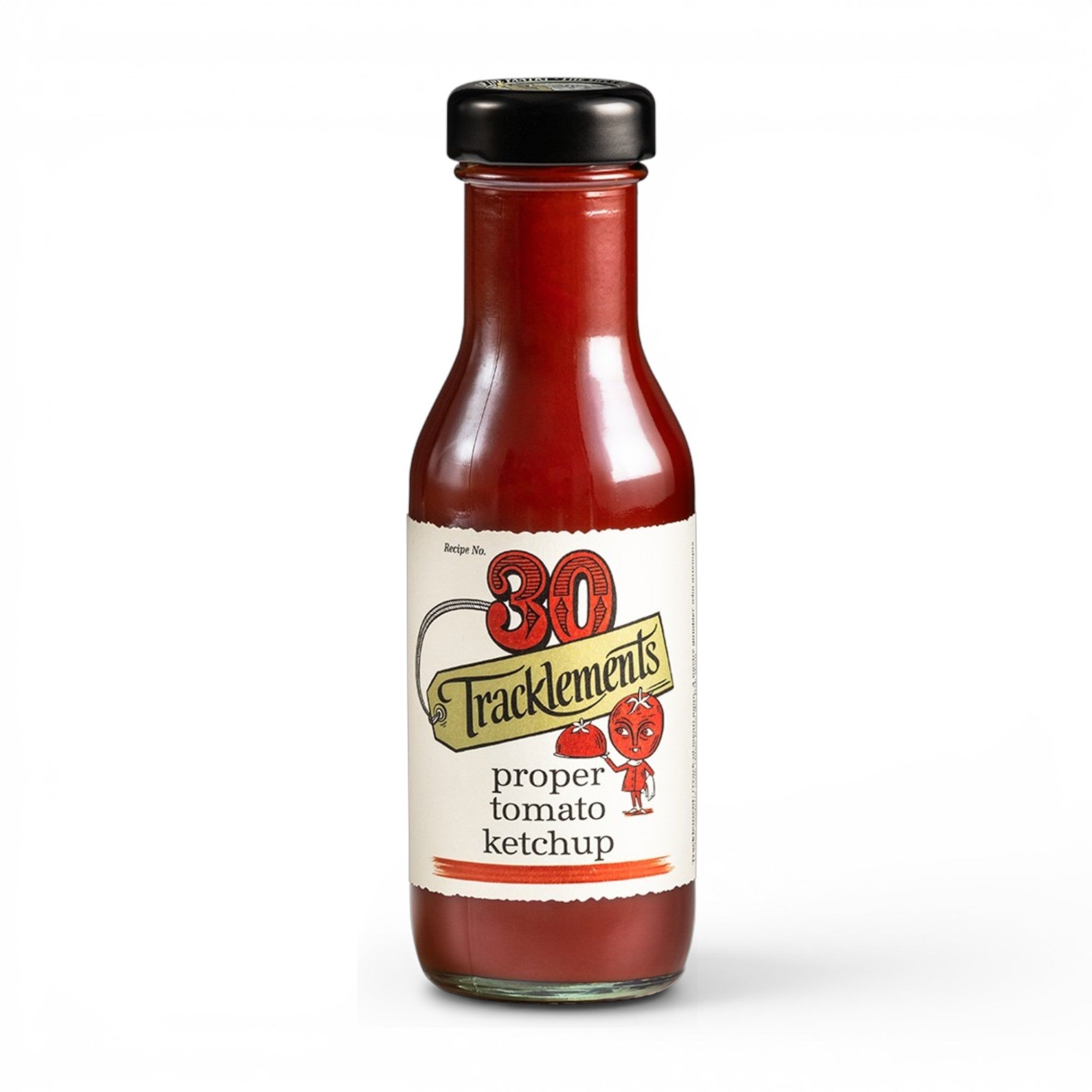 Made In England Tracklements Proper Tomato Ketchup in a classic glass bottle with artisanal label design.
