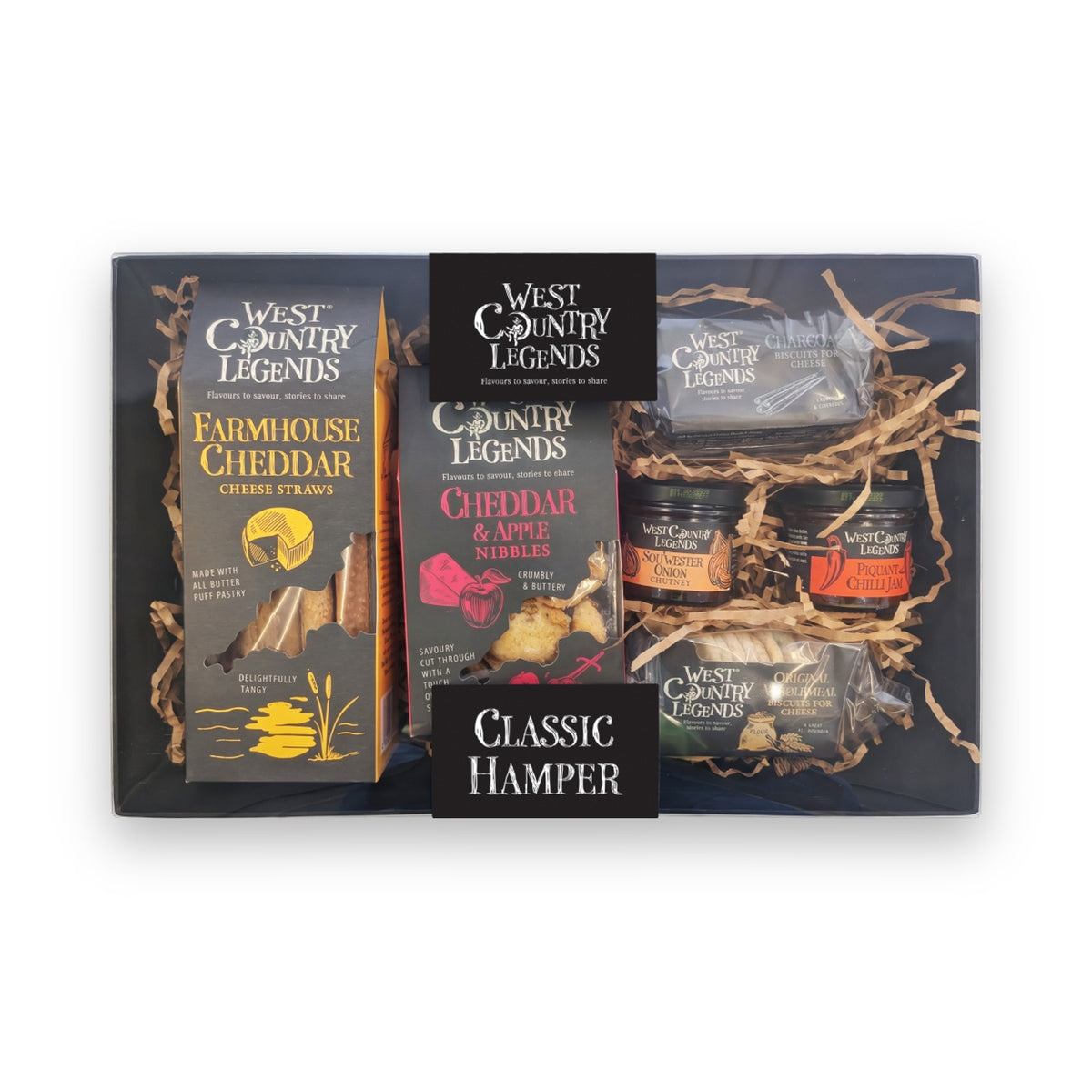 West Country Legends Classic Hamper 611g, six products in a gift box