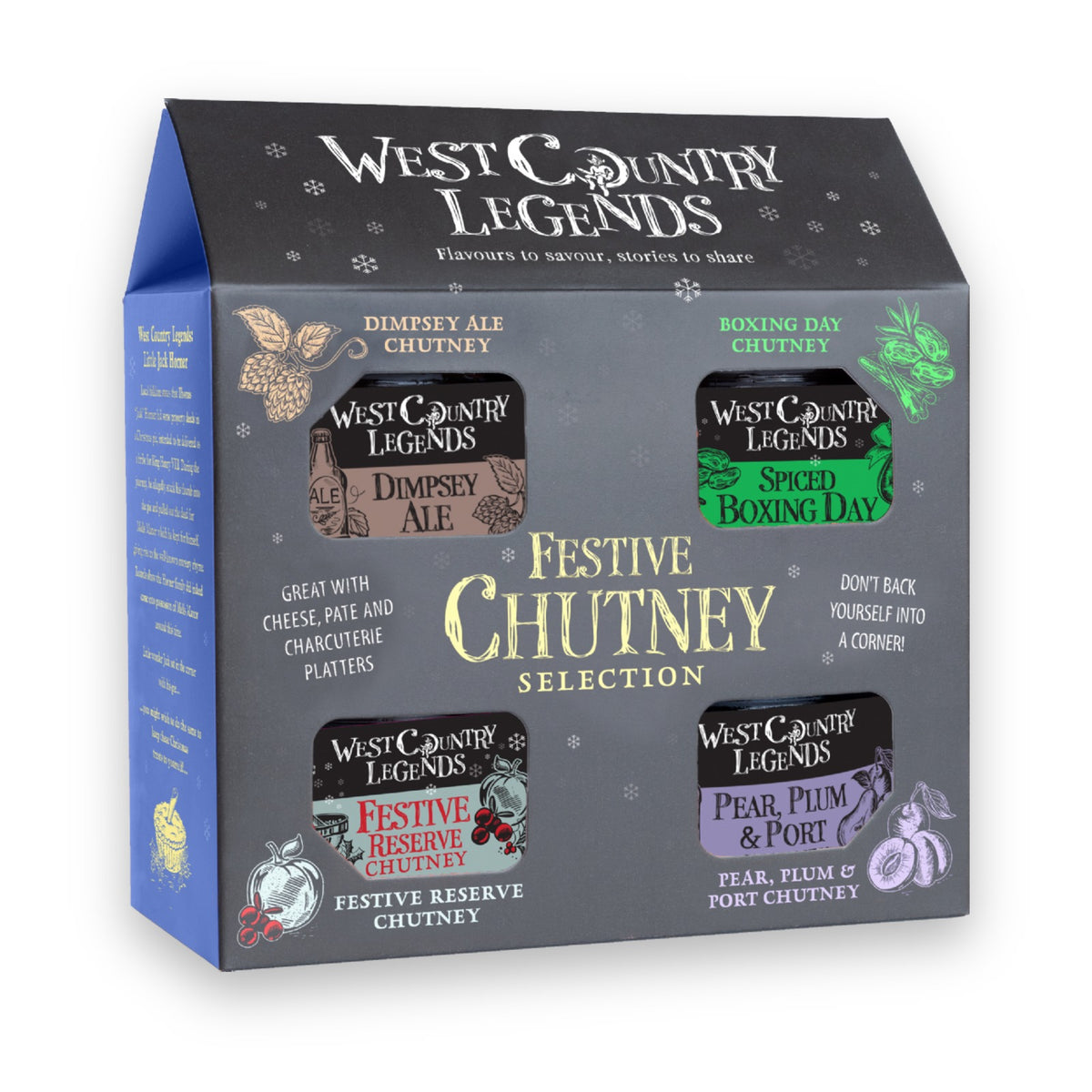West Country Legends Festive Chutney Selection, four 113g jars in a box